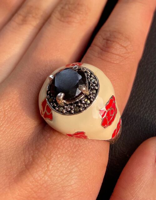 JAPANESE ROSE- Meenakari (Marcasite & Cubic Zirconia)