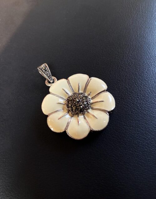 FLORAL (White)- Marcasite Stones (with 2mm SS Chain)