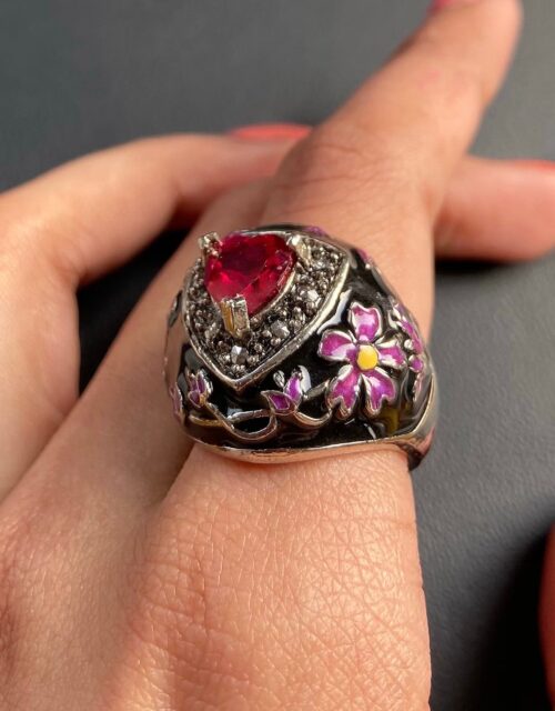 RED MAJESTY- Meenakari (Marcasite & Cubic Zirconia)