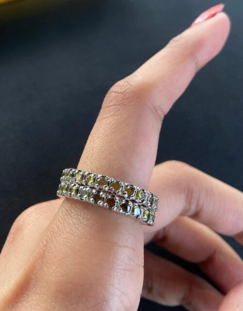 OLIVE GREEN RING- Cubic Zirconia