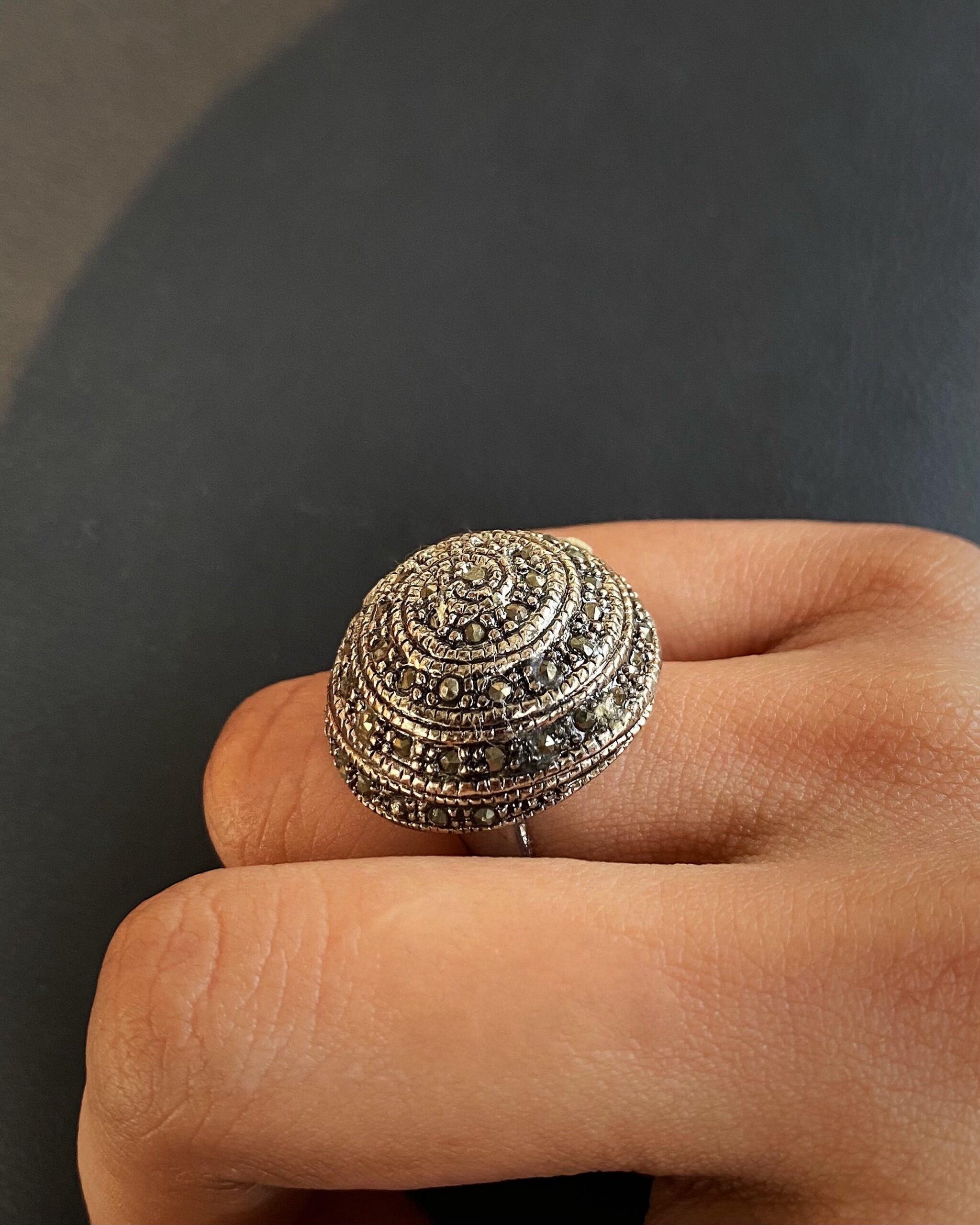 GERMAN SPIRAL RING- Marcasite Stones - Image 3